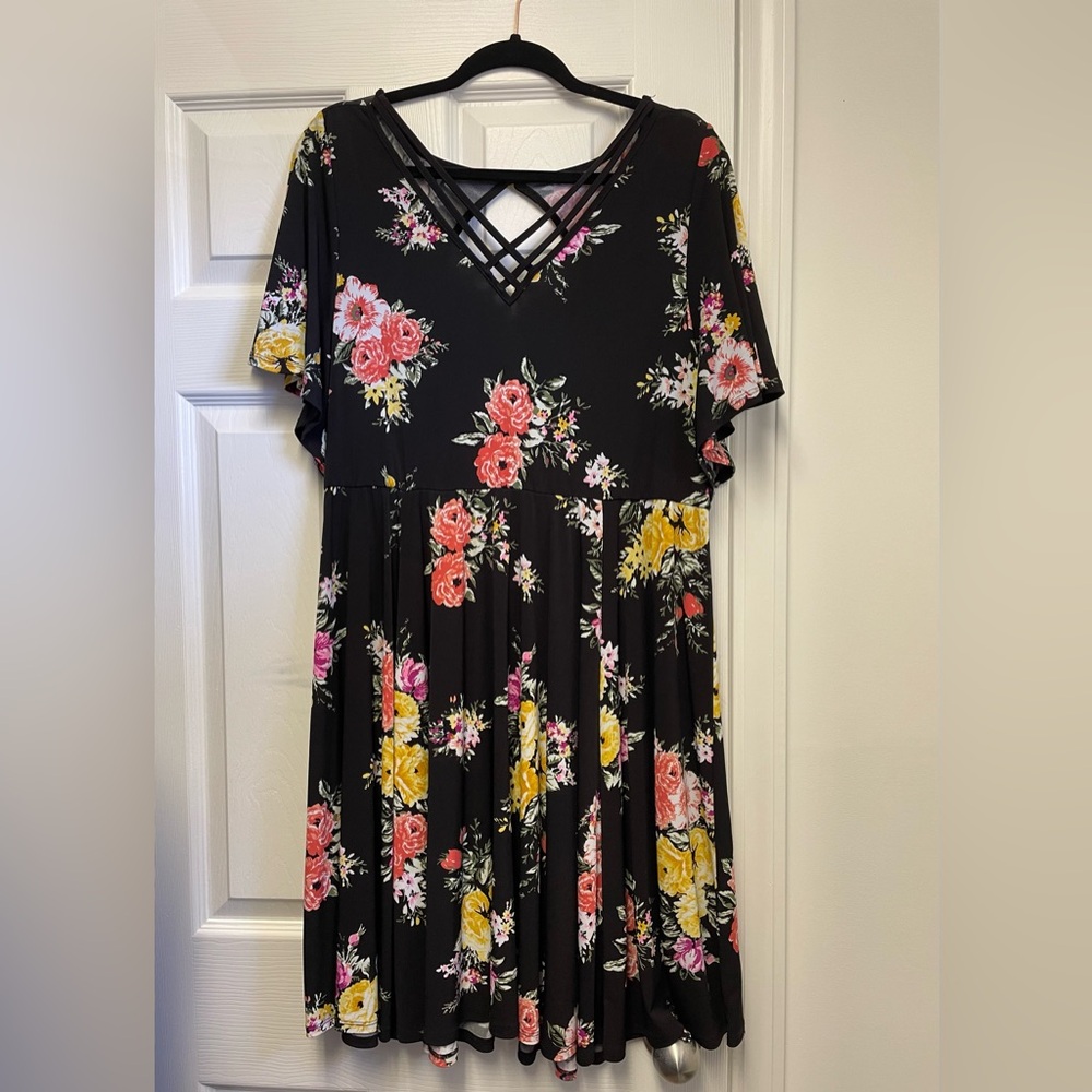 Torrid Floral Black Dress Size 3